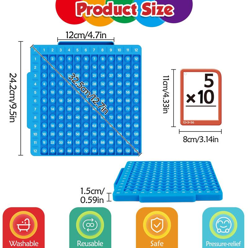 Math Flash Cards + Math Board, Math fidget toys,Times Table Chart, POP Fidget chart,Math Manipulatives Division, Addition, Subtraction Math Games