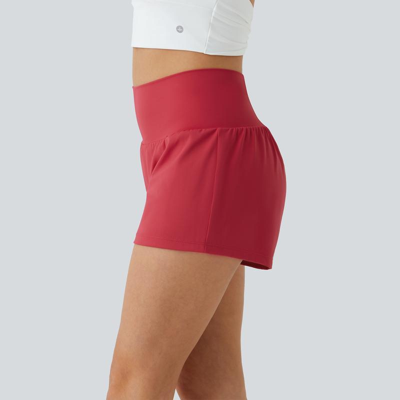 Halara Super High Waisted Back Pocket & Side Hidden Pocket 2-in-1 Yoga Shorts 2.5", Summer 2025 Running Shorts for Women, Back to School Sports Workout Shorts, Gym Outfit
