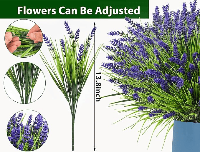 49% OFF🔥Lavender Artificial Flowers,UV Resistant Outdoor Fake Plants(1 Bundle length 13.8inches)