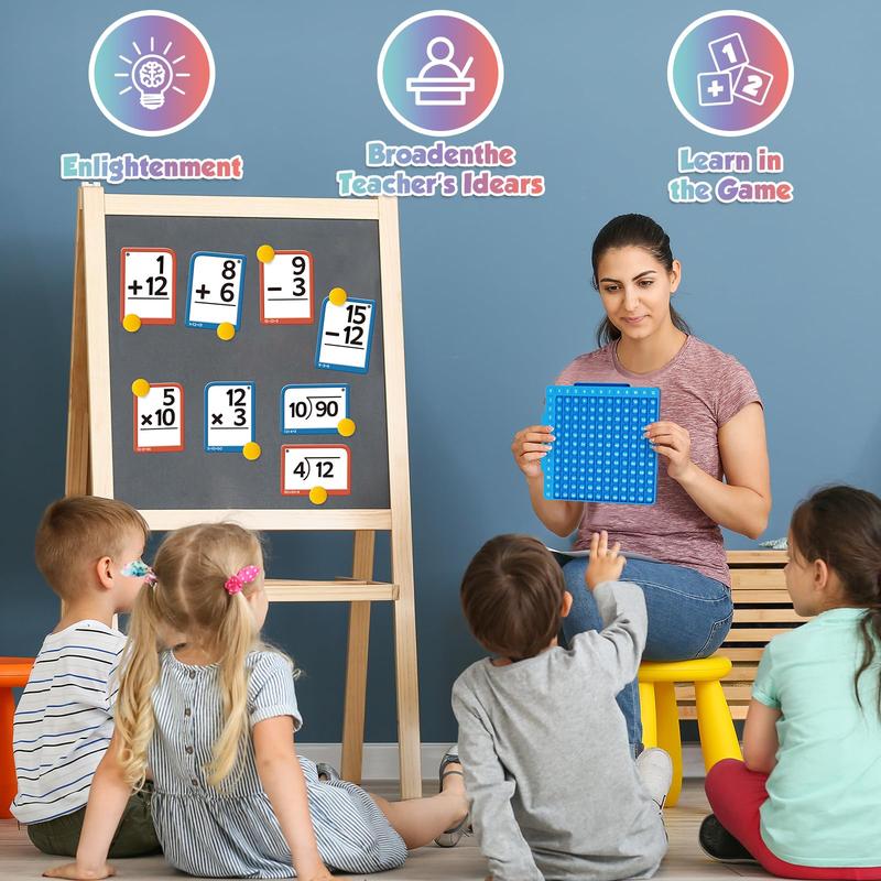Math Flash Cards + Math Board, Math fidget toys,Times Table Chart, POP Fidget chart,Math Manipulatives Division, Addition, Subtraction Math Games