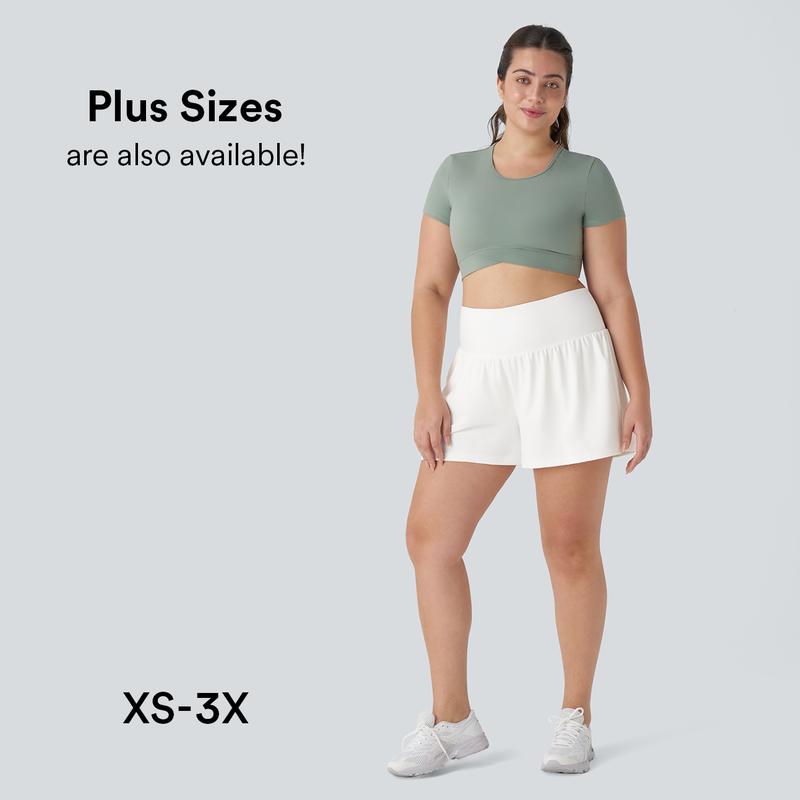 Halara Super High Waisted Back Pocket & Side Hidden Pocket 2-in-1 Yoga Shorts 2.5", Summer 2025 Running Shorts for Women, Back to School Sports Workout Shorts, Gym Outfit