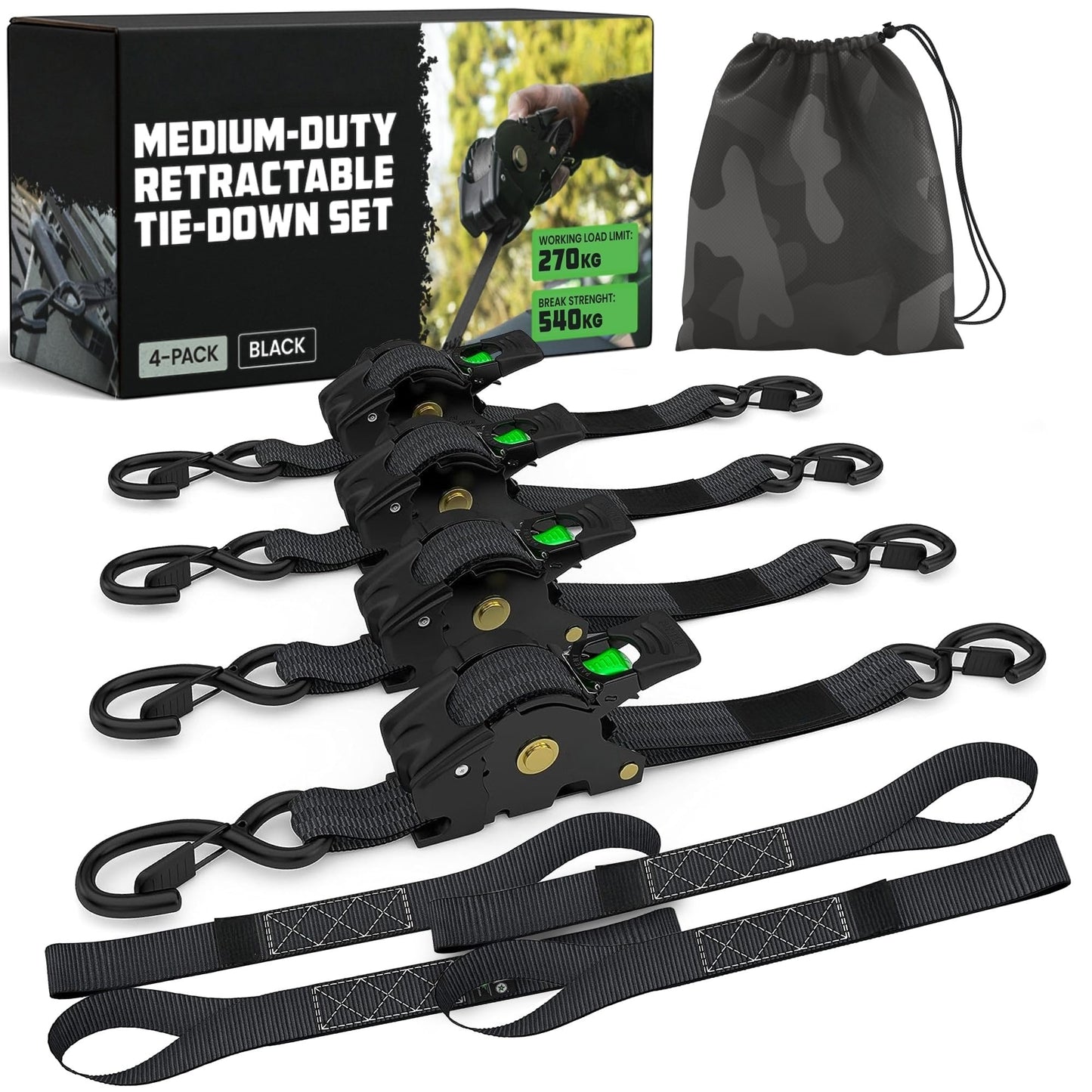 Retractable Ratchet Straps