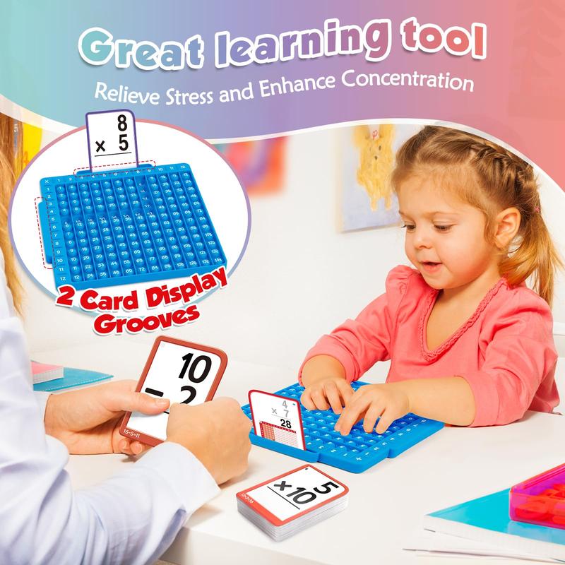 Math Flash Cards + Math Board, Math fidget toys,Times Table Chart, POP Fidget chart,Math Manipulatives Division, Addition, Subtraction Math Games