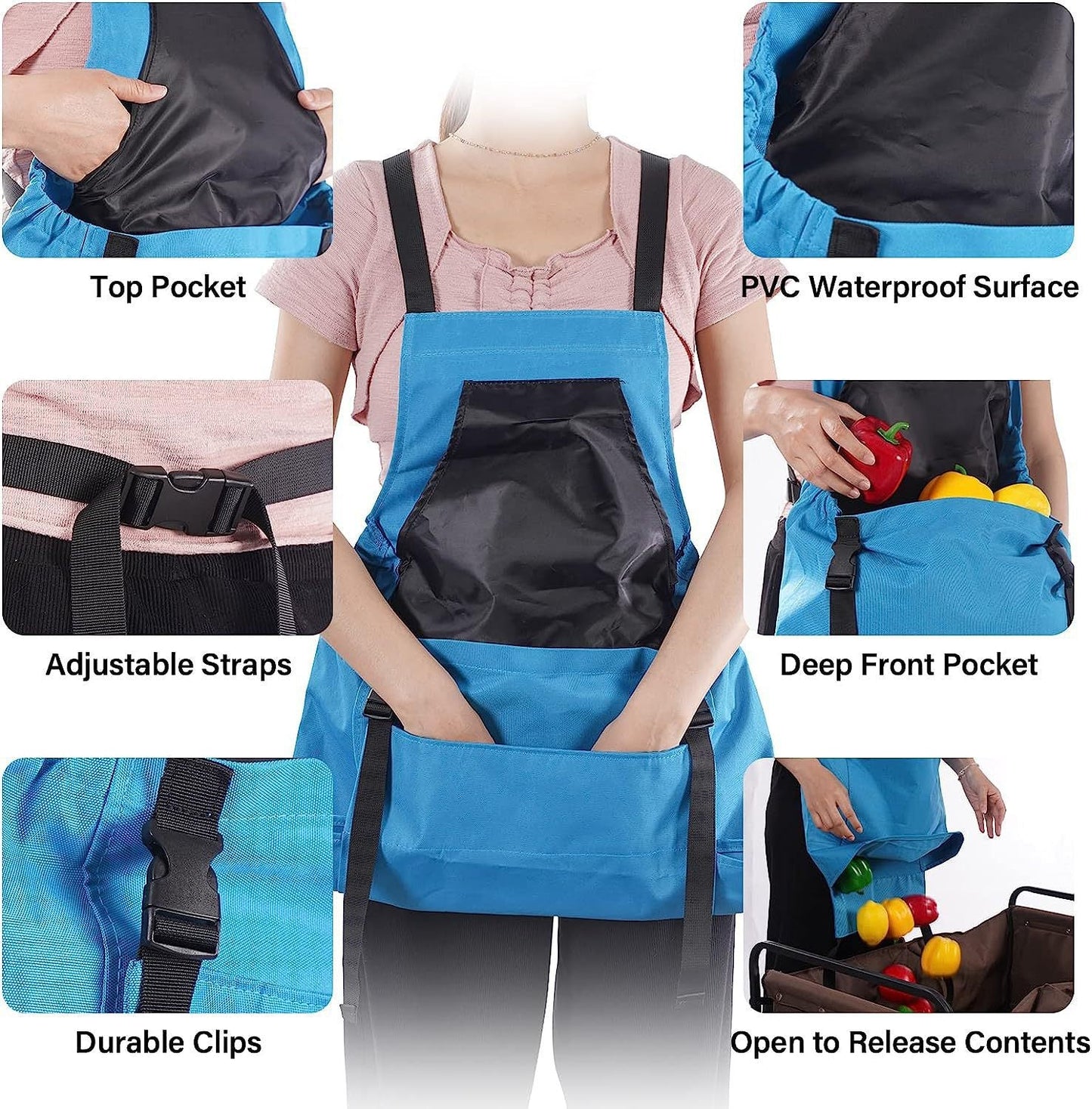 Cross Back Gardening Apron With Deep Kangaroo Release Pockets
