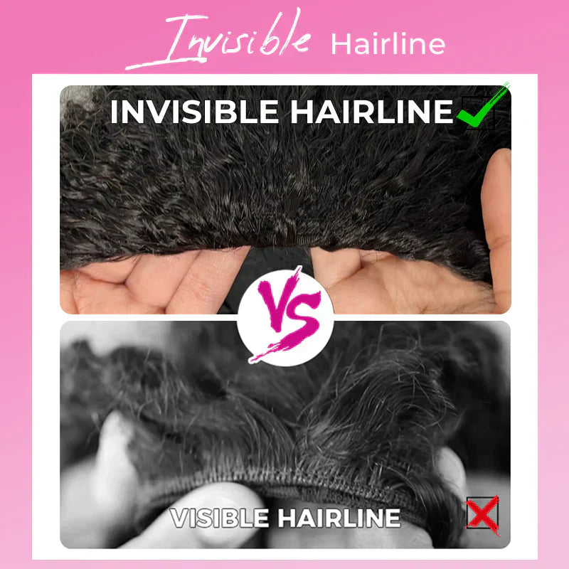 New In|Glueless Water Wave 3 In 1 Half Wig Drawstring Band Wear Go Wig Invisible Hairline