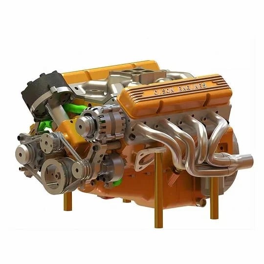 Gasoline OHV V8 Small-block Engine Model Kits 4-Stroke 44cc Water-Cooled 1/6