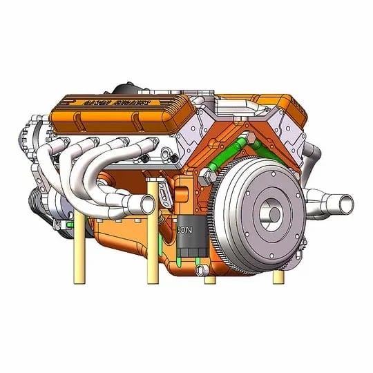 Gasoline OHV V8 Small-block Engine Model Kits 4-Stroke 44cc Water-Cooled 1/6