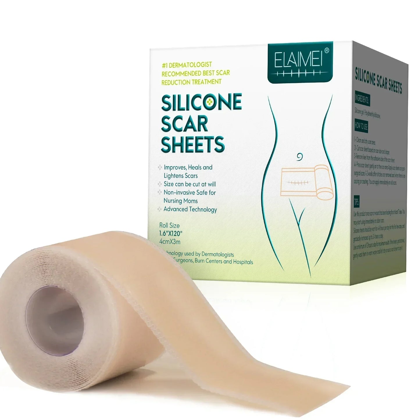 ELAIMEI Wholesale Effective Skin Therapy Scar Treatment Roll Silicone Gel Scar Sheets for New and Old Scars Removal