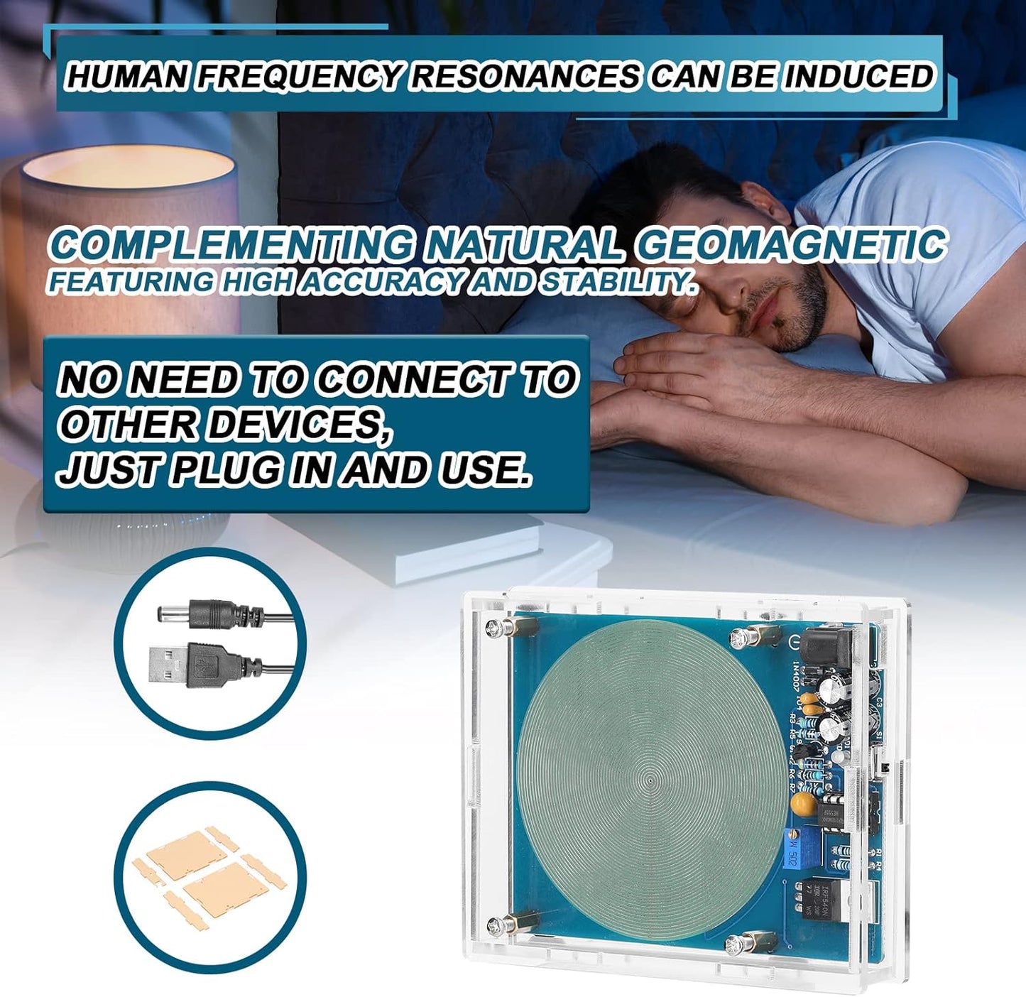 7.83Hz Schumann Waves Resonance Generator Ultra-Low Frequency Pulse Audio Resonator USB Interface, Adjustable for Improving Sleep and Heathly