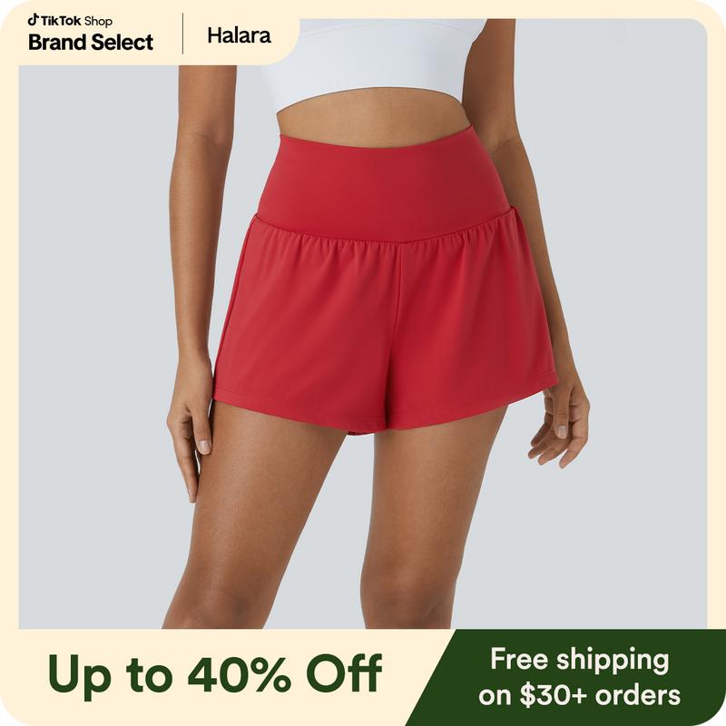 Halara Super High Waisted Back Pocket & Side Hidden Pocket 2-in-1 Yoga Shorts 2.5", Summer 2025 Running Shorts for Women, Back to School Sports Workout Shorts, Gym Outfit