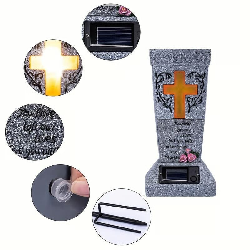 Solar-powered cross angel flowerpot solar-powered cemetery vase with LED
